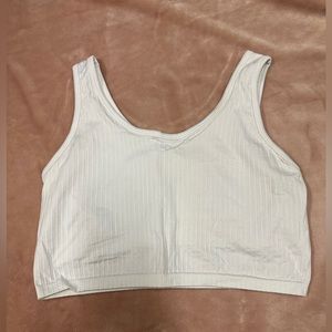 Aerie White Ribbed Sports Bra